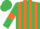 Silk - Emerald green and orange stripes, emerald green sleeves, orange armlets