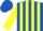 Silk - Royal blue and yellow stripes, diablo on sleeves, royal blue cap
