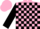 Silk - Pink and black blocks, pink and black opposing sleeves, pink cap