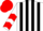 Silk - White, red, 'dc', black stripes, red chevrons on sleeves, red cap