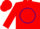 Silk - Red, purple 'js' in purple circle frame, red cap