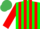 Silk - Green, white and red vertical stripes, green and red reversed sleeves, emerald green cap