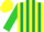 Silk - Yellow, light yellow polkadots, dark green stripes on lime green sleeves, yellow cap