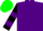 Silk - Neon greeen, purple dots, purple bars on sleeves, green cap