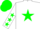 Silk - White, white 'c' on green star, green stars on sleeves, green cap