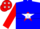 Silk - Blue, white 'rtr' in red star over white hoop with blue stars, red sleeves