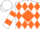 Silk - White, orange diamond framed 'k' and diamonds, orange bars on sleeves, white cap