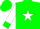 Silk - Green, green 'r' on white star, green cuffs on white sleeves, green cap