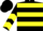 Silk - Black, two yellow hoops, yellow chevrons on sleeves, black cap