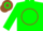 Silk - Green,brown circle l,green hoop on slvs