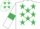 Silk - White, Emerald Green stars, armlets and stars on cap