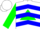 Silk - White, green triangle, blue chevrons on green sleeves