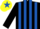 Silk - Black and royal blue stripes, yellow cap, royal blue star
