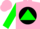 Silk - Pink, black ball on green triangle, green sleeves, green and pink cap