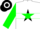 Silk - White, green and black emblem (star), green hoop on sleeves