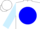 Silk - White, blue ball, white emblem, light blue sleeves, two blue hoops