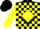 Silk - Black, yellow 'dckr', black and yellow diamond blocks on opposing sleeves , black cap