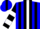 Silk - Blue, black stripes on white panel, black and white bars on sleeves
