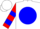 Silk - White, white 'tlw' on red circled blue ball, red and blue bars on sleeves, white cap