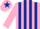 Silk - pink, dark blue stripes, pink sleeves, pink cap, dark blue star