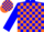 Silk - blue, orange blocks, blue sleeves, blue cap, orange blocks, orange peak