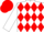 Silk - White, red circled 'v' and diamonds, red cap