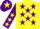 Silk - Yellow, purple stars, purple sleeves, yellow stars, purple cap, yellow star