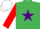 Silk - emerald green, purple star, red sleeves, white cap