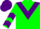 Silk - Green, purple inverted chevron, purple chevrons on sleeves, purple cap