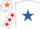 Silk - WHITE, royal blue star, red stars on sleeves, white cap, orange star