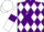 Silk - Purple and White diamonds, White sleeves, Purple armlets and diamond on White cap