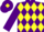Silk - Purple and yellow diamonds, purple sleeves, purple cap, yellow diamond
