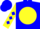 Silk - Blue, blue 'eb' on yellow ball, yellow sleeves with blue diamonds