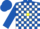 Silk - Royal blue, white blocks, yellow star yoke, white blocks on left sleeve, royal blue cap