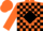Silk - Orange, black diamond blocks, black 'r' on orange sleeves, orange cap