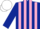 Silk - Dark blue and pink stripes, white cap