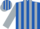 Silk - Royal blue, multi-colored shield emblem, silver stripes on sleeves