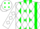 Silk - White, green stripes with white diamonds