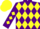 Silk - Purple, yellow diamonds, yellow diamonds on sleeves, purple and yellow cap