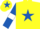 Silk - Yellow, royal blue star, royal blue sleeves, white armlets, yellow cap, royal blue star
