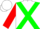 Silk - White, red 'b' on green cross sashes, red sleeves