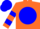 Silk - Orange, orange 'a' on blue ball, blue bars on sleeves, blue cap