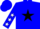 Silk - Blue, white star on black star, black and white stars on sleeves, blue cap