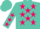 Silk - turquoise, Hot pink stars, hot pink stars on sleeves, hot pink and turquoise halved cap