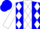 Silk - Blue, white panel & scorpion emblem, blue & white diamonds on blue & white sleeves