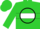 Silk - Lime green, black emblem in black circle, black and white checkered hoop, black and white checkered bar on lime green sleeves, lime green cap