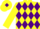 Silk - yellow, purple diamonds, yellow sleeves, yellow cap, purple diamond