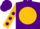 Silk - Purple, gold ball, purple 'djf', gold sleeves, purple dots