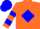 Silk - Orange, orange 'tc' on blue diamond, blue bars on sleeves, blue cap