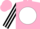 Silk - Pink, black 'k&m' on white ball, black and white striped sleeves, pink cap